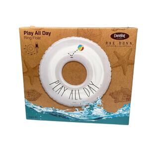 NEW Rae Dunn Swim Ring Pool Toy Float 'Play All Day' 32" Age 8+